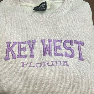 Key West Sweatshirt Lavender Crewneck Embroidered Letters Soft Inside Size XL